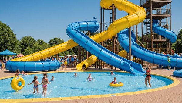 Glisser en toute sécurité avec vos enfants sur le toboggan d'un parc aquatique de camping landais : nos conseils