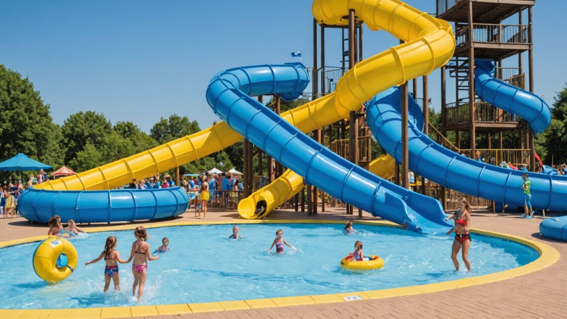 Glisser en toute sécurité avec vos enfants sur le toboggan d&rsquo;un parc aquatique de camping landais : nos conseils